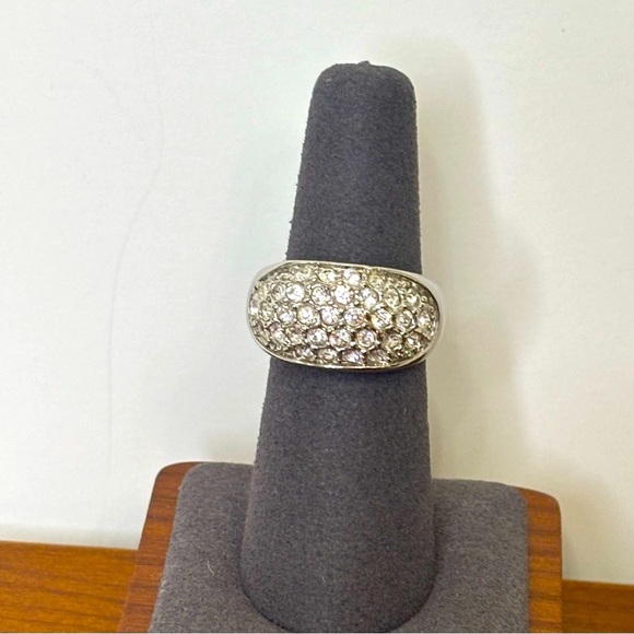 Pave Silver Crystal Ring Size 7 - Picture 1 of 9